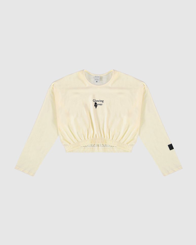 Blusa Cropped Menina Manga Longa Em Algodão Malwee Kids