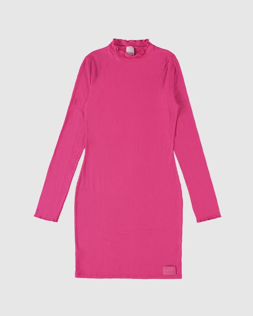 Vestido Menina Gola Picot Em Malha Viscose Canelada Malwee Kids