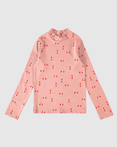 Blusa Infantil Menina Gola Alta Manga Longa Em Ribana Malwee Kids