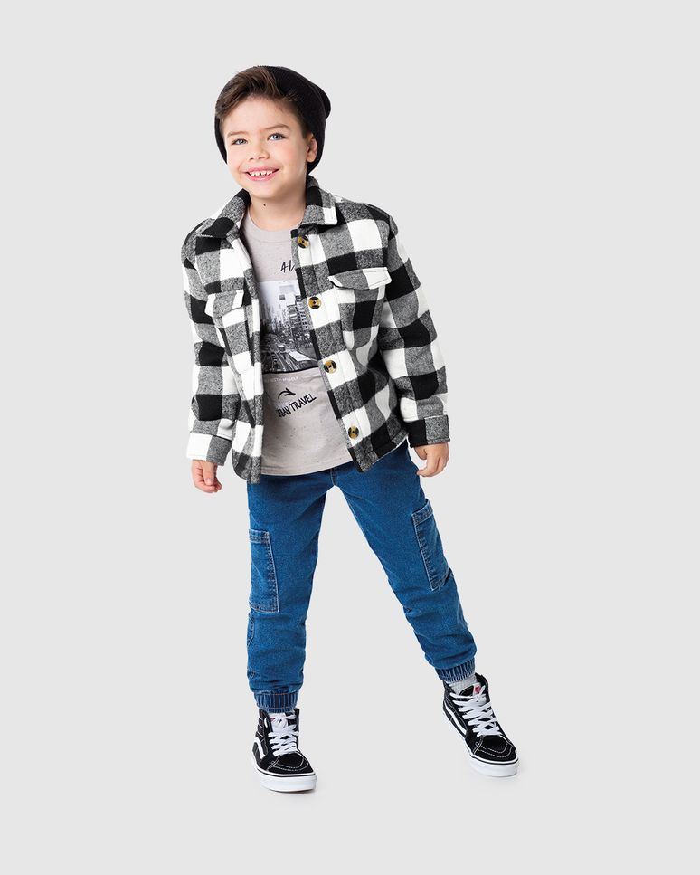 Jaqueta Infantil Unissex Xadrez Em Flanela Malwee Kids