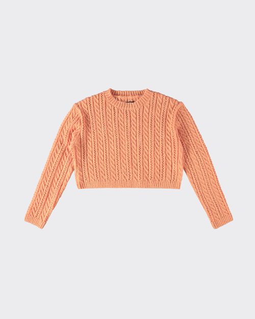 Suéter Cropped Feminino Manga Longa Em Tricô - ENFIM