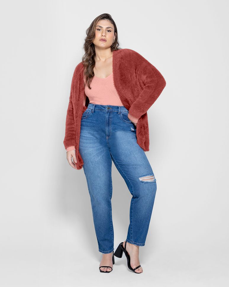 Cardigan Alongado Feminino Em Tricô Felpudo - ENFIM