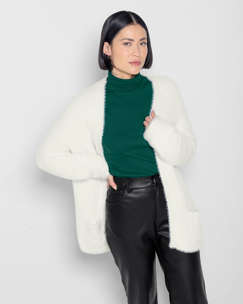 Cardigan Alongado Feminino Em Tricô Felpudo - ENFIM