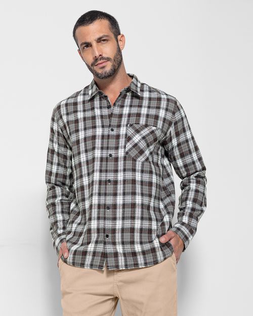 Camisa Masculina Regular Em Flanelado Xadrez - ENFIM