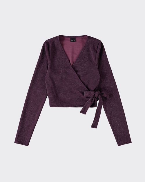 Blusa Cropped Feminina Amarração Em Malha Lurex - ENFIM