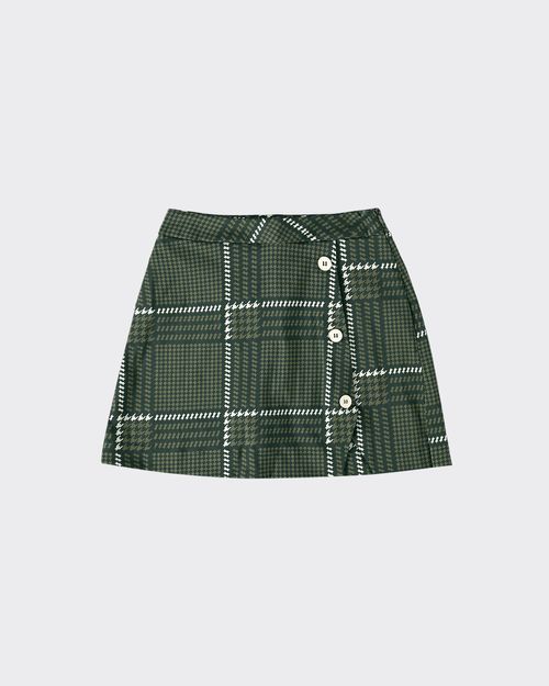 Shorts Saia Feminino Transpassado Xadrez Em Tecido Acetinado - ENFIM