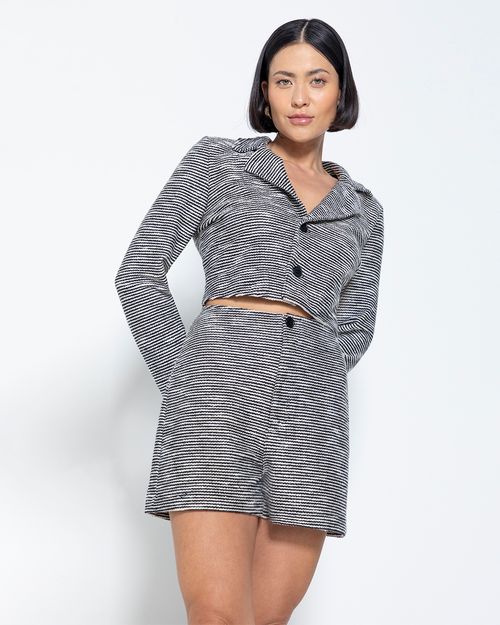 Shorts Alfaiataria Feminino Em Moletom Rajado - ENFIM