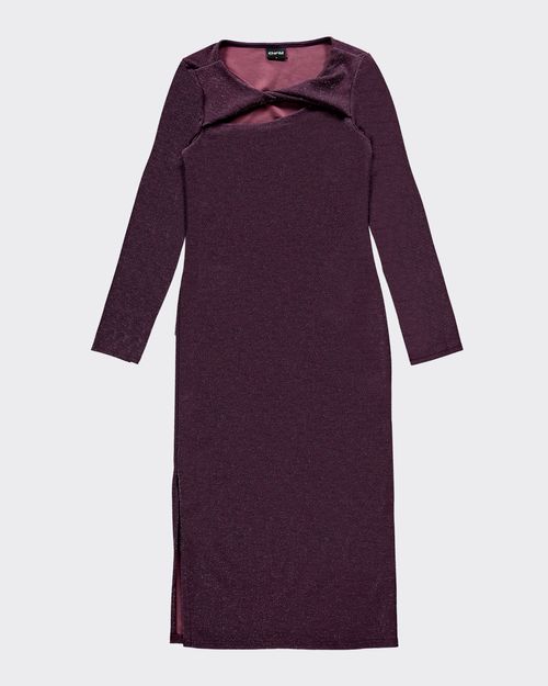 Vestido Midi Feminino Decote Vazado Em Malha Lurex - ENFIM