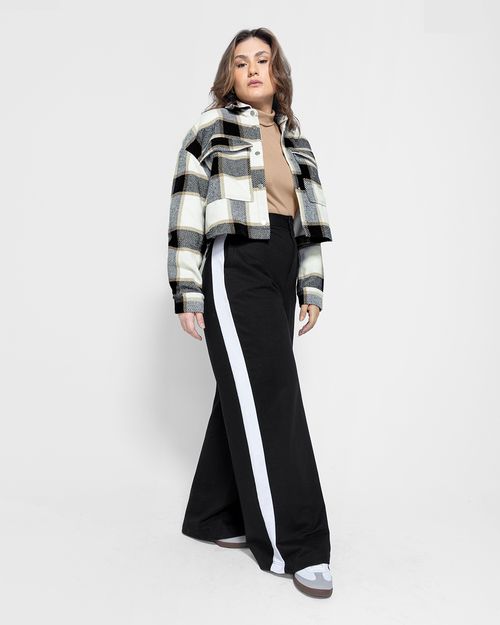 Calça Wide Leg Feminina Recorte Lateral Em Moletom - ENFIM