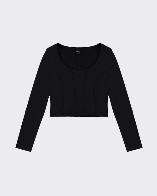 Blusa Justa Feminina Recortes Frontais Em Algodão - ENFIM