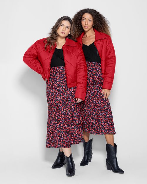Saia Midi Feminina Evasê Estampada Em Viscose - ENFIM