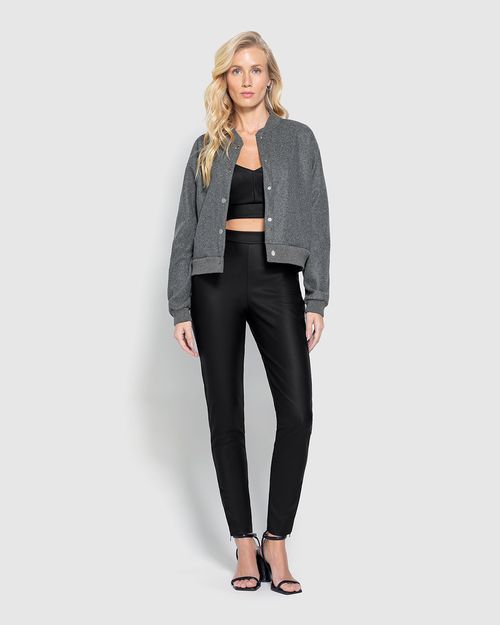 Jaqueta Bomber Abotoamento Frontal Em Malha Jacquard - ENFIM
