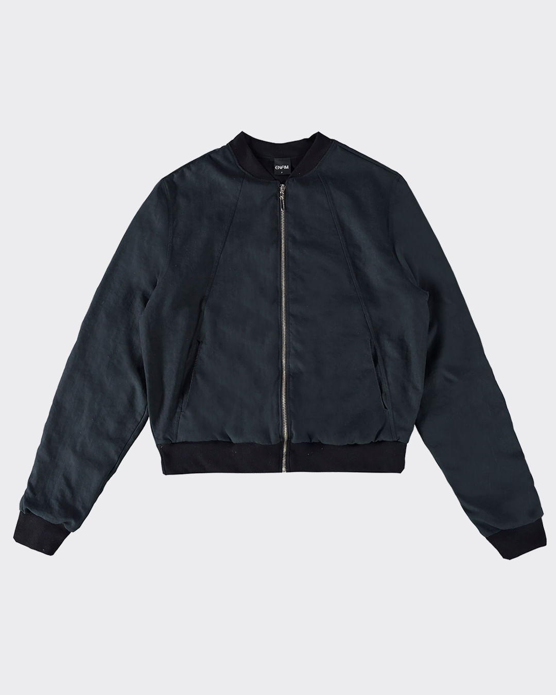 Jaqueta Bomber Feminina Em Tecido Acetinado Stretch ENFIM PRETO