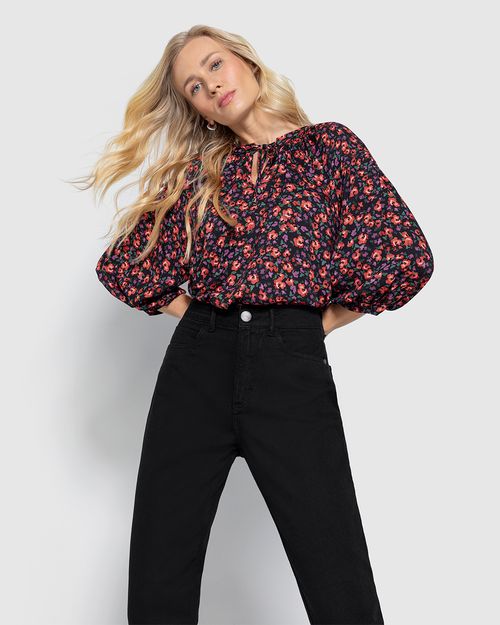 Blusa Feminina Ampla Manga Bufante Em Viscose - ENFIM
