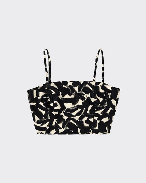 Blusa Cropped Feminina Alça Fina Estampada Em Algodão Stretch - ENFIM