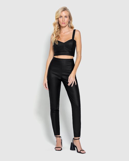 Blusa Cropped Feminina Em Malha Resinada - ENFIM