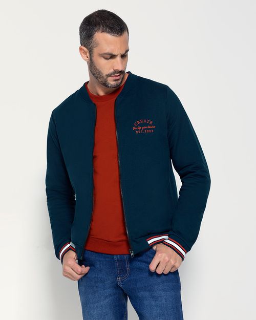 Jaqueta Bomber Masculina Bolso Lateral Em Moletom Flanelado - ENFIM