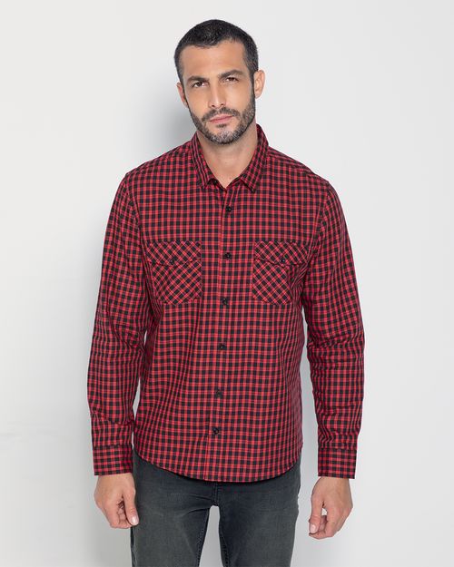 Camisa Masculina Xadrez Manga Longa Em Tricoline - ENFIM