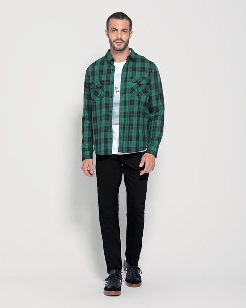 Camisa Masculina Xadrez Manga Longa Em Tricoline - ENFIM