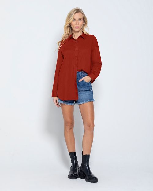 Camisa Oversized Feminina Em Tricoline - ENFIM