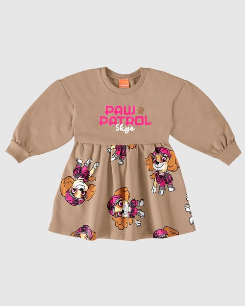 Vestido Infantil Patrulha Canina® Em Moletom Flanelado Malwee Kids