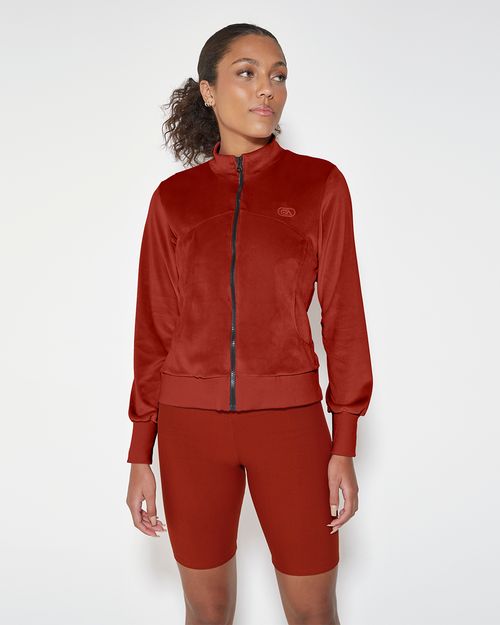 Jaqueta Feminina Slim Gola Alta Em Malha Plush - ENFIM