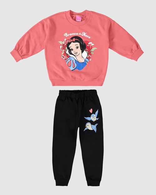 Conjunto Infantil Menina Blusão Princesa Disney® Em Moletom Malwee Kids