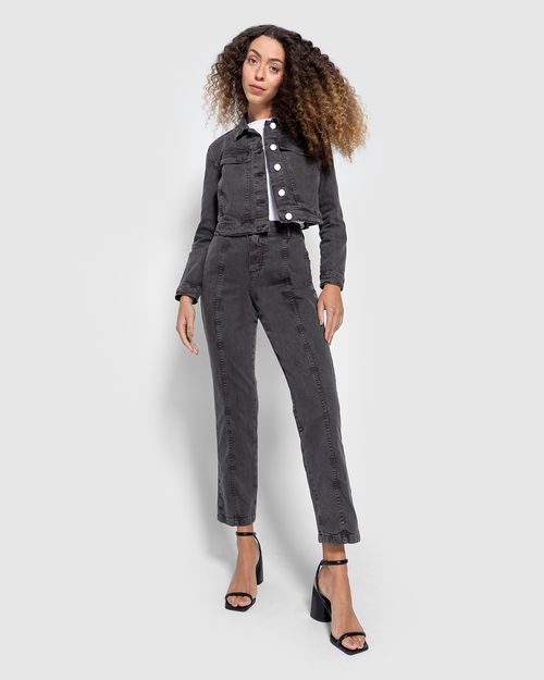 Jaqueta Cropped Feminina Em Sarja Com Elastano - ENFIM