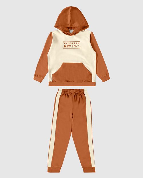 Conjunto Infantil Menino Brooklyn NYC Em Moletom Flanelado Malwee Kids
