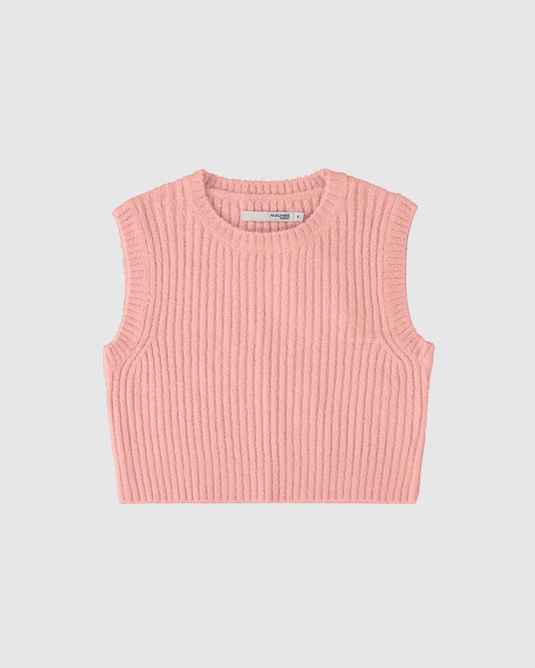 Colete Infantil Menina Gola Redonda Em Tricô Malwee Kids
