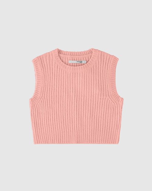 Colete Infantil Menina Gola Redonda Em Tricô Malwee Kids