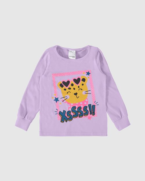 Blusa Infantil Menina Estampada Manga Longa Em Algodão Malwee Kids