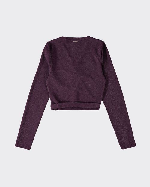 Blusa Cropped Feminina Amarração Em Malha Lurex - ENFIM