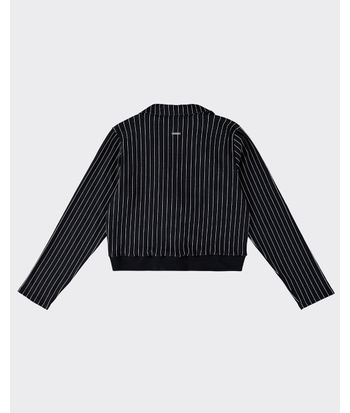 Blazer Cropped Feminino Em Malha Jacquard Listrada - ENFIM