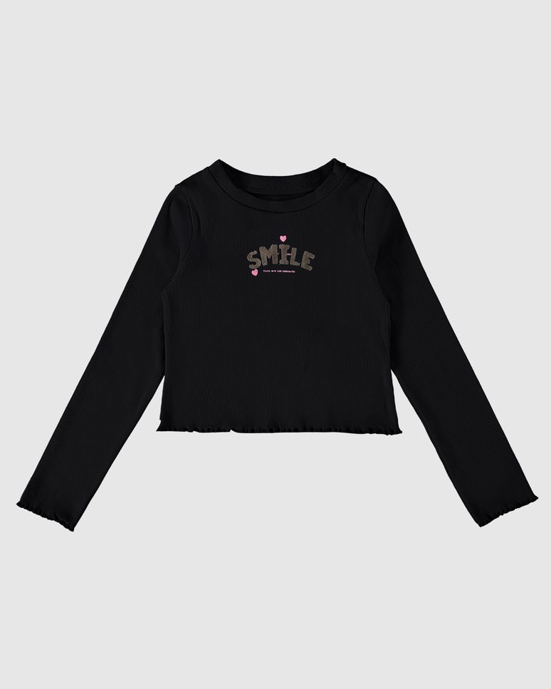 Blusa Menina Smile Manga Longa Em Ribana Malwee Kids