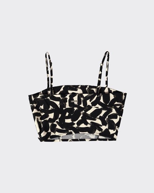 Blusa Cropped Feminina Alça Fina Estampada Em Algodão Stretch - ENFIM