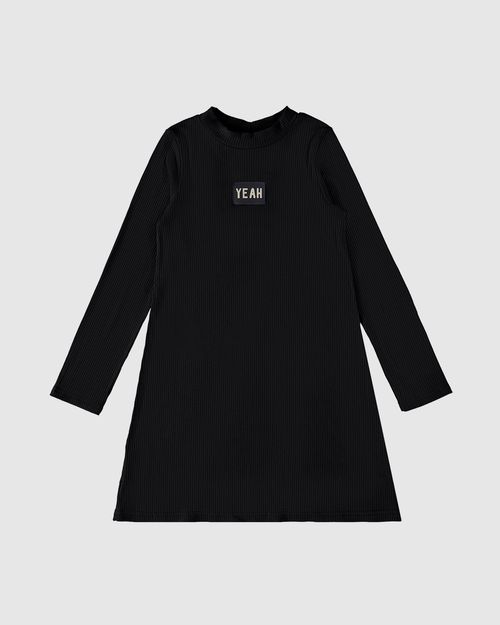 Vestido Menina Manga Longa Em Malha Canelada Malwee Kids