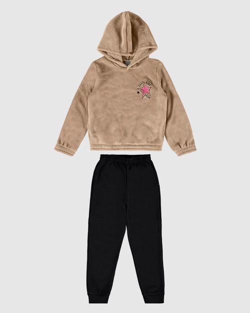Conjunto Infantil Menina Blusão Com Capuz Em Pelúcia Malwee Kids