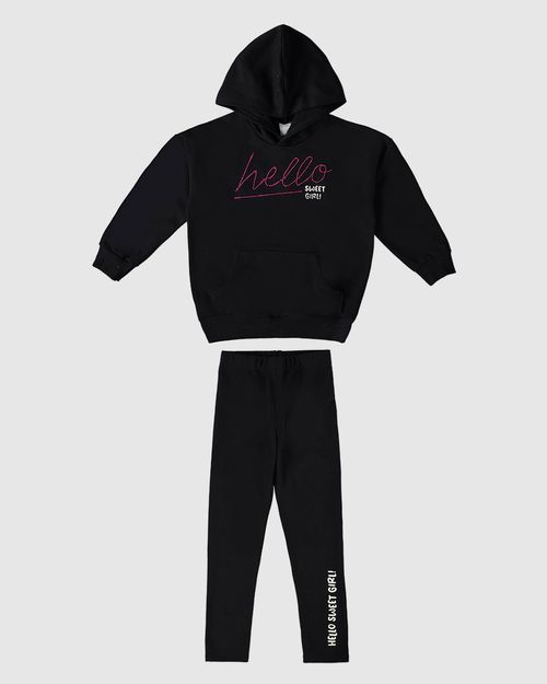 Conjunto Infantil Menina Hello Sweet Girl! Em Moletom Flanelado Malwee Kids