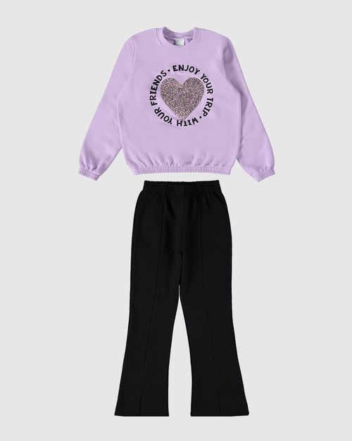 Conjunto Infantil Menina Calça Bootcut Em Moletom Malwee Kids
