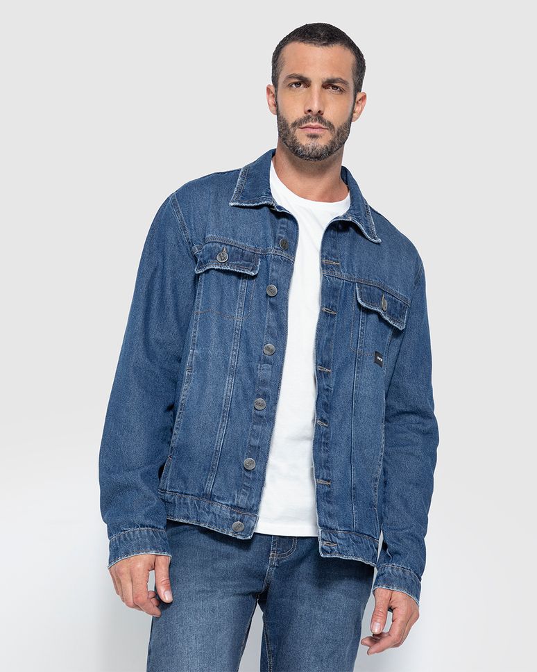 Jaqueta Masculina Bolso Funcional Em Jeans 100% Algodão - ENFIM