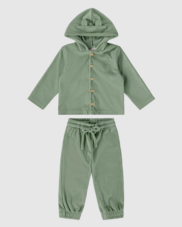 Conjunto Infantil Unissex Com Capuz Em Malha Soft Malwee Kids