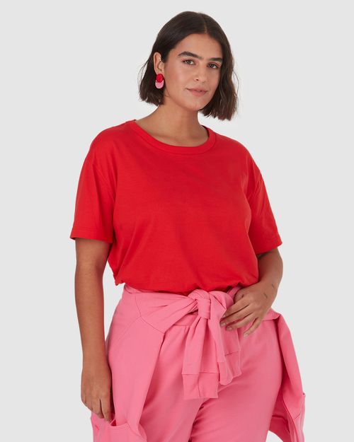 Blusa Básica Feminina Plus Size Cava Deslocada Em Algodão