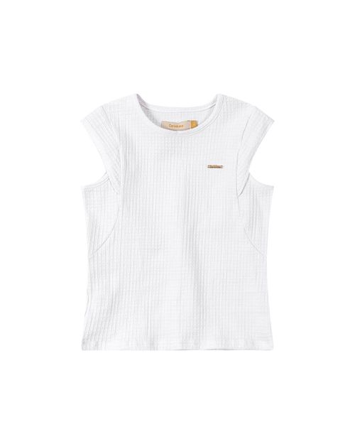 Blusa Menina Recorte Frontal Em Malha Texturizada Carinhoso