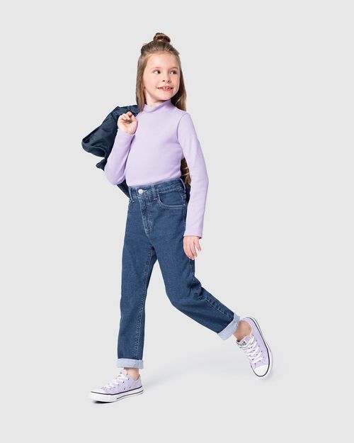 Calça Infantil Menina Mom Cintura Média Em Jeans Moletom Malwee Kids