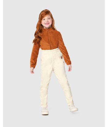 Calça Infantil Menina Slouchy Em Sarja Com Elastano Malwee Kids