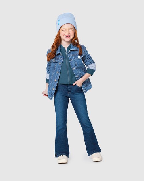 Calça Infantil Menina Bootcut 1 Copo D' Água Em Jeans Moletom Malwee Kids