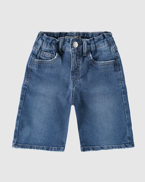 Bermuda Infantil Menino Cintura Ajustável Em Jeans Moletom Malwee Kids