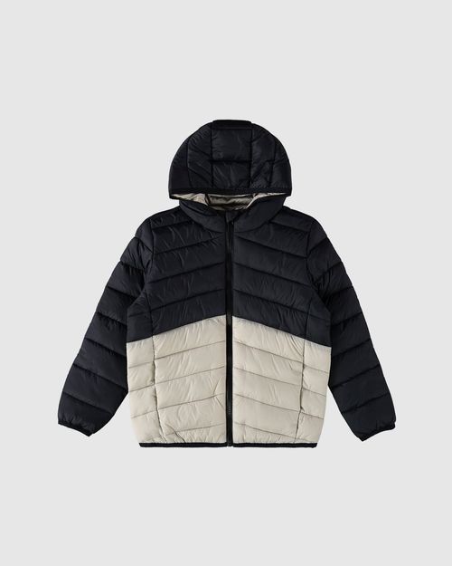 Jaqueta Puffer Unissex Bicolor Com Capuz Em Tafetá Malwee Kids