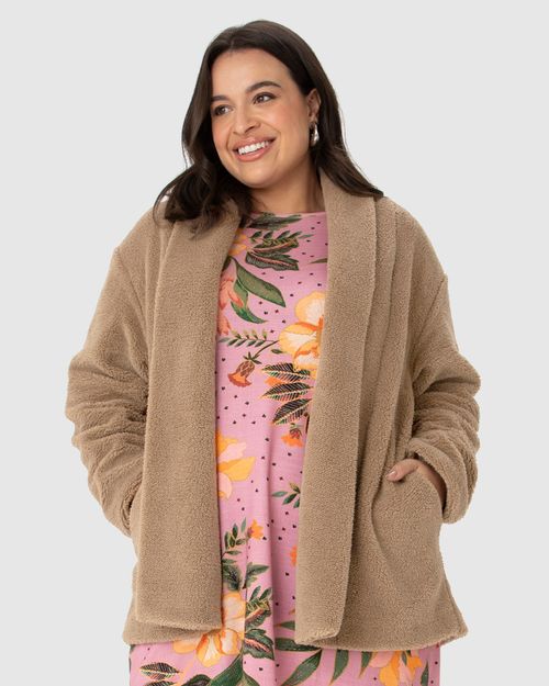 Casaco Feminino Plus Size Em Malha Pelúcia